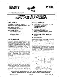 datasheet for DAC902U/1K by Burr-Brown Corporation
