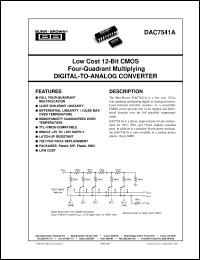 datasheet for DAC7541AKU/1K by Burr-Brown Corporation