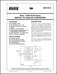 datasheet for DAC7612UB by Burr-Brown Corporation