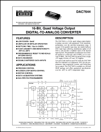datasheet for DAC7644E/1K by Burr-Brown Corporation