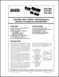 datasheet for DAC7800KU by Burr-Brown Corporation