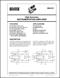 datasheet for INA101AG by Burr-Brown Corporation