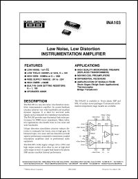 datasheet for INA103KP by Burr-Brown Corporation