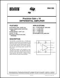 datasheet for INA106KP by Burr-Brown Corporation