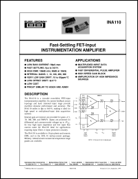 datasheet for INA110AG by Burr-Brown Corporation