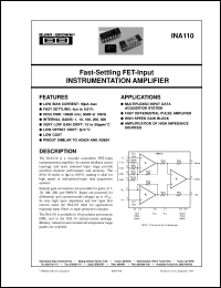 datasheet for INA110SG by Burr-Brown Corporation