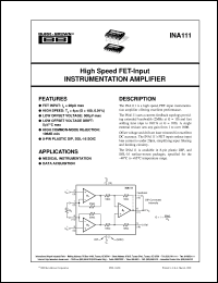datasheet for INA111AP by Burr-Brown Corporation