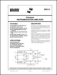 datasheet for INA114AP by Burr-Brown Corporation