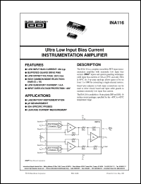 datasheet for INA116PA by Burr-Brown Corporation