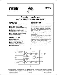 datasheet for INA118P by Burr-Brown Corporation