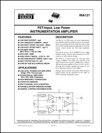 datasheet for INA121UA/2K5 by Burr-Brown Corporation