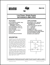 datasheet for INA132P by Burr-Brown Corporation