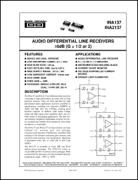 datasheet for INA137UA/2K5 by Burr-Brown Corporation