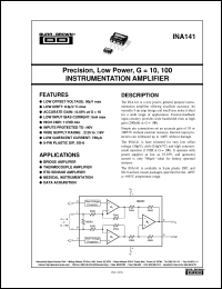 datasheet for INA141P by Burr-Brown Corporation