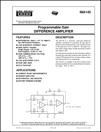 datasheet for INA145UA/2K5 by Burr-Brown Corporation