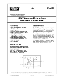 datasheet for INA148UA/2K5 by Burr-Brown Corporation