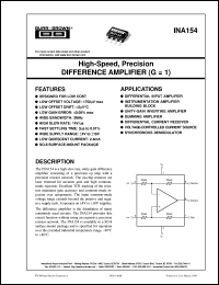 datasheet for INA154UA by Burr-Brown Corporation