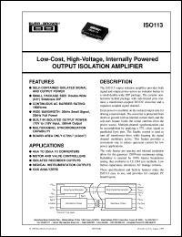 datasheet for ISO113 by Burr-Brown Corporation
