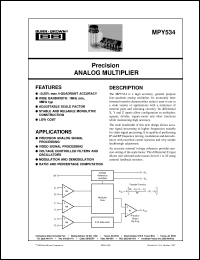 datasheet for MPY534LD by Burr-Brown Corporation