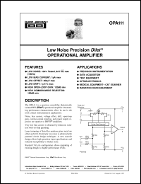 datasheet for OPA111AM by Burr-Brown Corporation