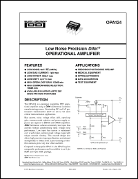 datasheet for OPA124P by Burr-Brown Corporation