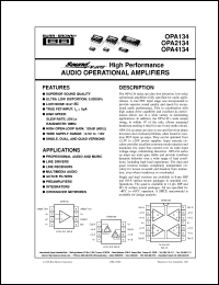 datasheet for OPA2134PA by Burr-Brown Corporation