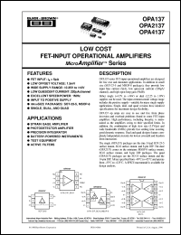 datasheet for OPA137N/250 by Burr-Brown Corporation