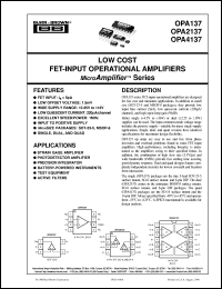 datasheet for OPA2137E/2K5 by Burr-Brown Corporation