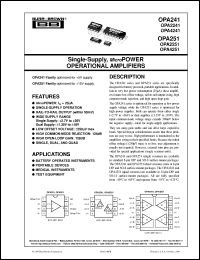 datasheet for OPA241PA by Burr-Brown Corporation