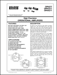 datasheet for OPA277P by Burr-Brown Corporation