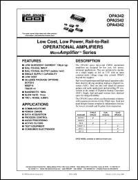 datasheet for OPA342NA/250 by Burr-Brown Corporation