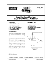 datasheet for OPA404KP by Burr-Brown Corporation