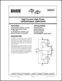 datasheet for OPA501AM by Burr-Brown Corporation