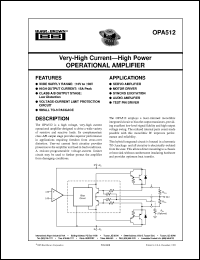 datasheet for OPA512BM by Burr-Brown Corporation