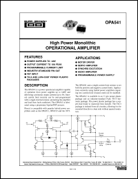 datasheet for OPA541AM by Burr-Brown Corporation