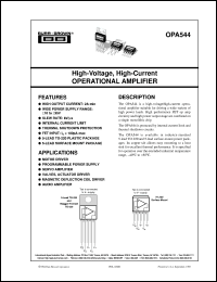 datasheet for OPA544F by Burr-Brown Corporation