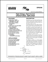 datasheet for OPA548F by Burr-Brown Corporation