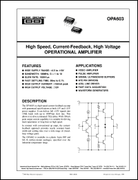 datasheet for OPA603AP by Burr-Brown Corporation