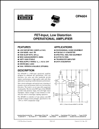 datasheet for OPA604AP by Burr-Brown Corporation