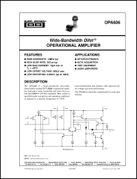 datasheet for OPA606KM by Burr-Brown Corporation