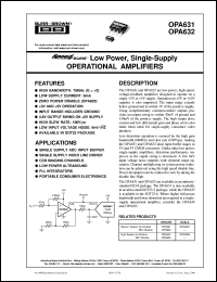 datasheet for OPA631N/250 by Burr-Brown Corporation