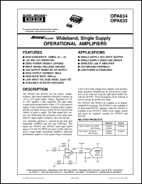 datasheet for OPA634N/250 by Burr-Brown Corporation