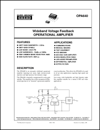 datasheet for OPA640U/2K5 by Burr-Brown Corporation