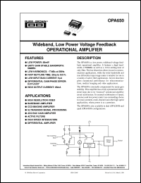 datasheet for OPA650U/2K5 by Burr-Brown Corporation