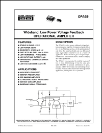datasheet for OPA651U/2K5 by Burr-Brown Corporation