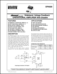 datasheet for OPA680N/250 by Burr-Brown Corporation