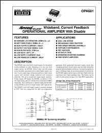 datasheet for OPA681N/250 by Burr-Brown Corporation