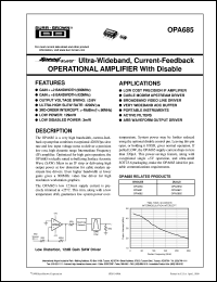 datasheet for OPA685N/250 by Burr-Brown Corporation