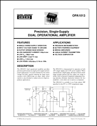 datasheet for OPA1013CN8 by Burr-Brown Corporation