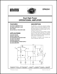 datasheet for OPA2541BM by Burr-Brown Corporation